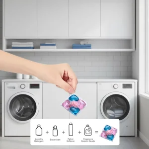 Environmentally Friendly Cleaning and Decontamination 5 in 1 Laundry Gel Capsules OEM Custom Liquid Detergent Laundry Beads