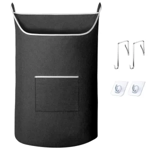 Factory Direct Large Black Hanging Foldable Modern Laundry Hamper Bag Heavy Duty Eco-Friendly Polyester Storage Dirty Cloth