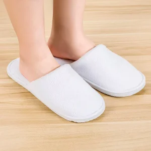 Factory Luxury Coral Fleece White Hotel Home Wedding Slippers with EVA Sole