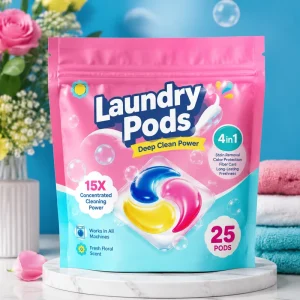 Factory Price Custom Logo Liquid Detergent Pod Bag 500g Moisture Proof Stand up Zipper Pouch for Laundry Capsules Packaging