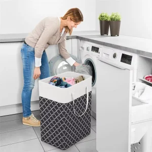 Foldable Cotton Large Capacity Laundry Bag with Aluminum Handle for Household and Bathroom Storage of Clothes and Toys