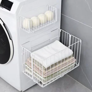 Foldable Laundry Basket Beside Washing Machine Dirty Clothes Storage Rack