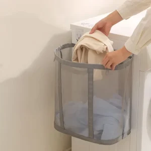 Foldable Polyester Laundry Basket Multifunctional Hanging Dirty Clothes Basket for Bathroom Bedding and Tools