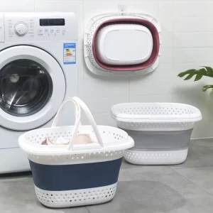 Folding Wall Mountable Plastic Laundry Basket for Bathroom Use Large Small Sizes Clothing Organizer Dirty Clothes Hamper