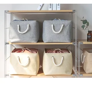 Grey and White Laundry Hampers Baskets for Bathroom Closet Laundry and Storage Bins