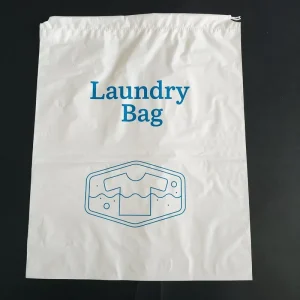 Heavy Duty Plastic Laundry Bag With Drawstring Large PE Storage Bag For Hotel Housekeeping Travel Dirty Clothes Packaging