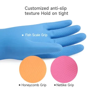 High Quality Anti Skidding Grip Natural Latex Household Cleaning Hand Gloves High Elasticity Reusable Washing Latex Glove