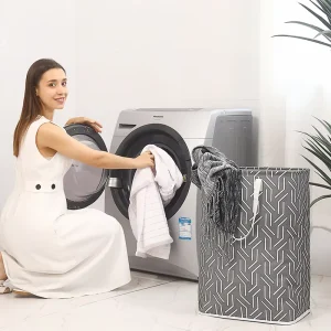 High Quality Waterproof Dirty Laundry Bags & Baskets Polyester Cotton Collapsible Laundry Basket With Handle