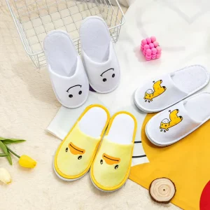 Hot Hotel Amenities Quality Ready to Ship Yellow Duck Velvet Cotton Kid Hotel slippers for Children