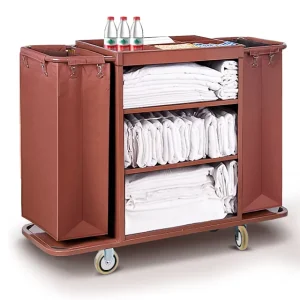 Hotel Linen Cart Stainless Steel Multi Functional Cleaning Trolley for Guest Room Entrance Sanitation Work Cart