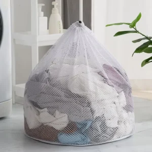 Hotel Travel Clear Mesh Drawstring Laundry Net Wash Bag Backpack in Bulk With Handles Multiple Sizes in the Washing Machine
