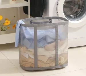 Household Gauze Collapsible Laundry Basket for Clothing Wall Mounted Bathroom Organizer