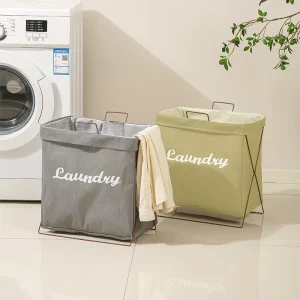 Iron Wire Storage Bag for Dirty Clothes Laundry Bags Collapsible Laundry Baskets for Bathroom Bedroom Home