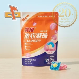 Laminated Plastic Packaging Bag for Laundry Detergent Pods Capsules Heat Seal Stand Up Pouch Resealable Zipper