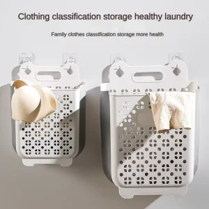 Large Capacity Foldable Laundry Hamper Wall Mounted Dirty Clothes Basket for Bathroom Home Daily Use