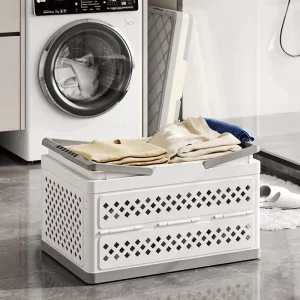 Large Capacity Laundry Storage Basket Plastic Dirty Clothes Bins Foldable Bathroom Laundry Hamper Collapsible Sundries Organizer