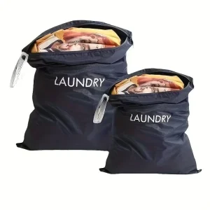 Large Capacity Nylon Foldable Drawstring Laundry Bag Waterproof for Clothing Cleaning Shoes for Bathroom or Hotel Use