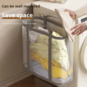 Large Capacity Portable Nylon Laundry Basket Household Mesh Design for Bathroom Debris Organization Hangable Dirty Fabric