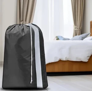 Large Duty Nylon Laundry Bag with Straps Washable Dirty Clothes Organizer with Drawstring Closure