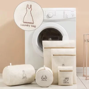 Laundry Bag Fine Mesh Embroidery Print Laundry Pouch Household Clothes Cleaning Washing Bags for Washing Machines 6Pcs Sets