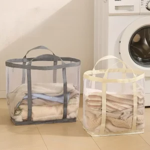 Laundry Basket Bathroom Mesh Breathable Portable Dirty Clothes Storage Foldable Toy Sundries Storage Basket