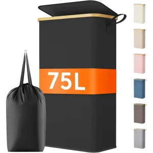 Laundry Basket Large Washing Basket with Removable Laundry Bags and Bamboo Handles Clothes Hampers for Laundry Bedroom