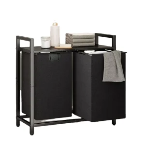 Laundry Basket Organizer Laundry Hamper with Shelf 2 Pull Out Removable Bags Dirty Clothes Hamper Organizer for Laundry Room