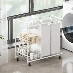Laundry Basket with Shelf Removable Laundry Bag 3 Compartments Laundry Hamper
