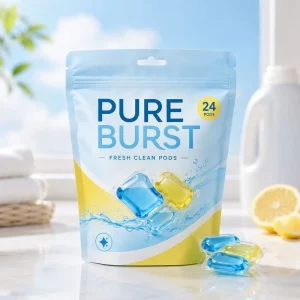 Laundry Detergent Pods Refill Liquid Resealable Zip Stand up Bag Detergent Powder Printed Packaging Bag