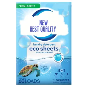 Laundry Detergent Sheets Fresh Scent 60 Loads Eco Liquidless Soap Travel Friendly Hot Cold Cycles Tackles Tough