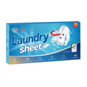 Laundry Sheet 60 Pieces Multi purpose Detergent Sheets with Enzyme Formula Deep Stain Removal for Home Dormitory Hotel