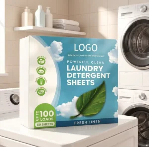 Laundry Sheets Eco Friendly Washer Soap Strips 50Sheets 11*14cm Fresh Linen Scent Super Condensed Laundry Detergent Sheet Strips