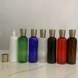 Luxury Custom White Black Green Brown Clear Green PET Round Plastic Shower Gel Body Lotion Pump Packaging Bottle 500ml