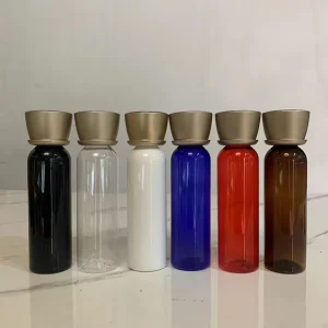 Luxury White Black Brown Transparent Facial Skin Care Plastic PET 100ml 120ml Cosmetic Toner Bottle With Gold Screw Cap