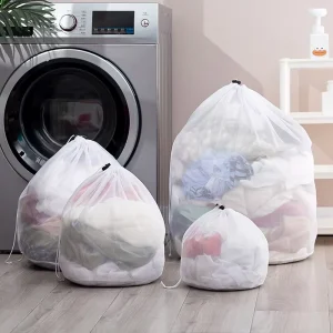 Machine Wash Polyester Sustainable Laundry Sack Fine Mesh Drawstring Bag for Bra Sock Underwear Protection Home Laundry 60*80cm