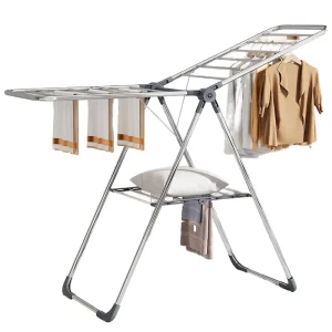 Metal Balcony Space Saving Laundry Sock Clips Standing Folding Clothes Drying Rack Functional Bathroom Tools