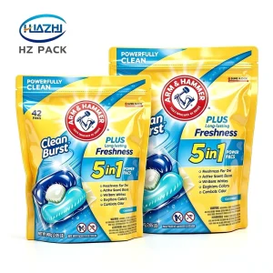 Metallized Materials Stand up Pouch with Zipper for Laundry Beads Packaging Pouch Detergent Powder Packaging Surface Master Bags