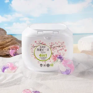 Natural 4 1 Eco Friendly Cherry Blossom Disposable Liquid Detergent Pods Deep Clean Anti Bacterial Soften Lasting Fragrance