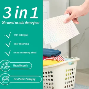 New Laundry Detergent Tablets Strips Three in One Dissolvable Laundry Soap Sheets With Color Grabber Color Catchers Dryer