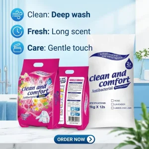ODM 1Kg 2Kg High Quality Laundry Detergent Powder Washing Soap Rose Scented High Foam Long Lasting Scent SEA