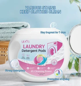 OEM 4 in 1 Flower Scent Color Protect Soften Clothes 8X Concentration Stain Removal Laundry Detergent Washing Capsule Pods
