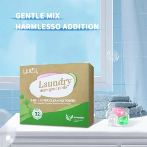 OEM Custom 3 in 1 Laundry Detergent Capsule Pods Laundry Color Protect Scent Beads Washing Odor Stain Removal Bleach Laundry Pod