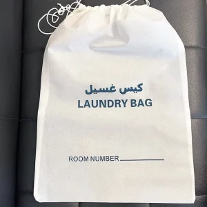 OEM High Quality Hotel Disposable Eco Friendly Non Woven Large Drawstring Laundry Bag Customized with Logo