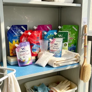 PE Stand Spout Pouch Custom Printed Leak Proof Refill Bag Laundry Liquid Dish Soap Household Cleaning Detergent Packaging Custom