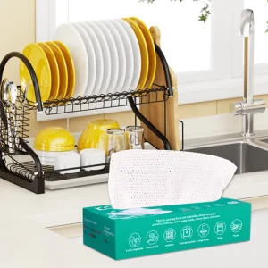 Plastic Free Dishwasher Tablets Wipes Grease-cutting Deep-cleaning Disposable Nonwoven Kitchen Dishwasher Sheets