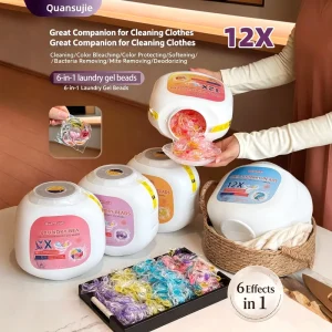 Quansu Jie 6 in 1 laundry gel beads 128 large buckets long lasting fragrance beads fabric softener stain remover
