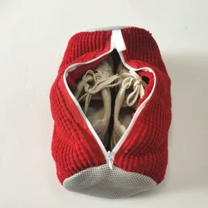 Red Chenille Shoe Laundry Bags With Zipper for Washing Machine
