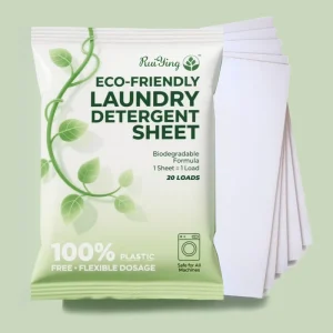 Ruiying Laundry Detergent Sheets Solid Eco friendly Biodegradable 30%-50% Active Ingredient Low Foam 30 Sheets Apparel Use