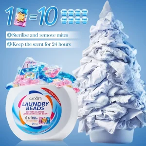 SADOER Eco Friendly Solid Dazzle Color Laundry Gel Beads Scent Beads Deep Cleaning Oil Stain Aroma Lavender Fragrance