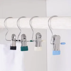 Stainless Steel Clothespins Laundry Clothes Pegs With Hook Portable Hanging Clothes Clip Wardrobe Clothes Organizer Hanger